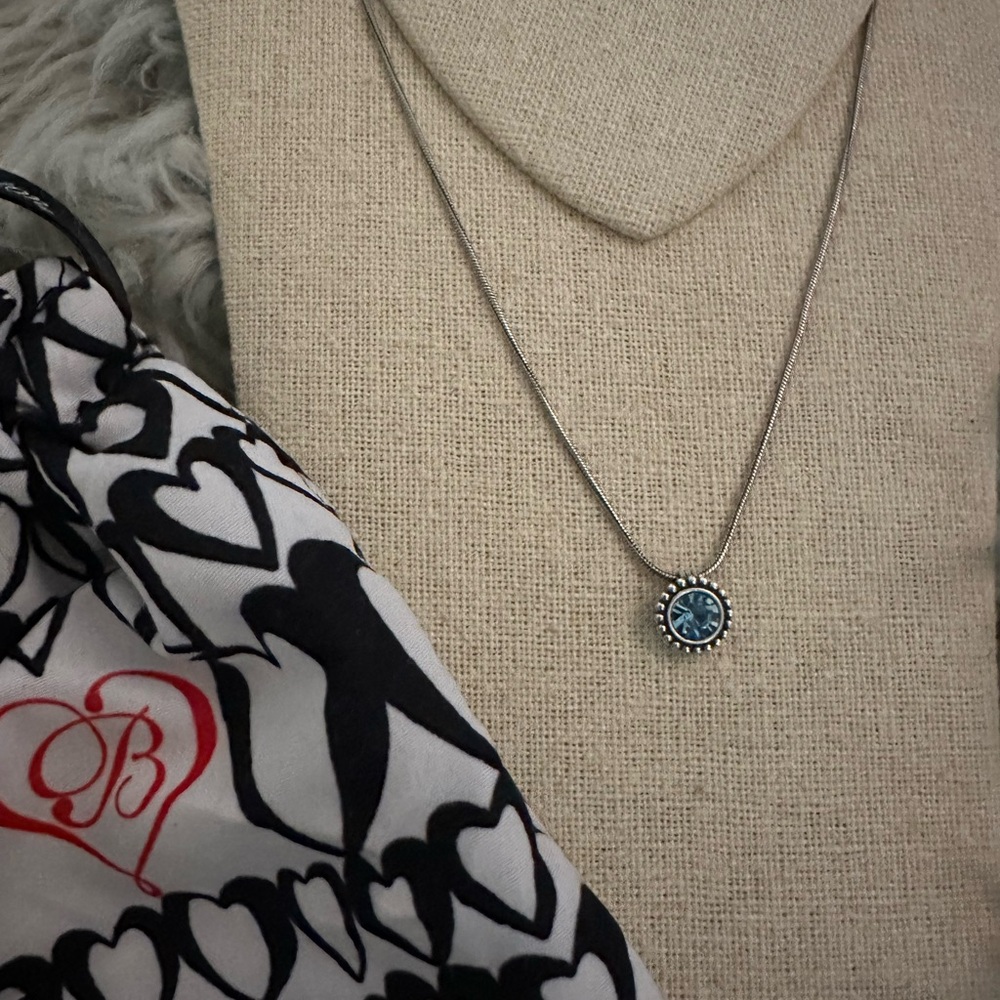 Brighton Silver Necklace with Aqua Blue Pendant